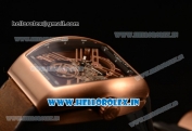 Franck Muller Vanguard Miyota Automatic Copy Tourbillon Rose Gold Case With Skeleton Dial Leather/Rubber Strap