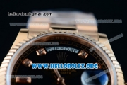 Rolex Day-Date Swiss ETA 2836 Automatic Rose Gold Case with Black Dial Diamonds Markers and Rose Gold Bracelet (BP)