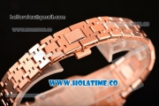 Audemars Piguet Royal Oak 33MM Miyota Quartz Rose Gold Case/Bracelet with Blue Dial Stick Markers and Diamonds Bezel (EF)