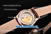 Patek Philippe Calatrava Tourbillon Swiss ETA 2824 Automatic Rose Gold Case with Diamonds Markers and Black Dial