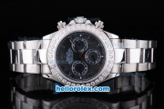 Rolex Daytona Oyster Perpetual Chronometer Automatic ETA Case with White Diamond Bezel,Black MOP Dial and Roman Marking