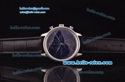 IWC Portuguese Chronograph Swiss Valjoux 7750 Automatic Steel Case with Blue Dial and Black Leather Strap