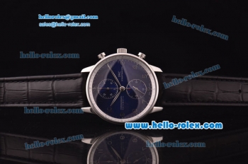 IWC Portuguese Chronograph Swiss Valjoux 7750 Automatic Steel Case with Blue Dial and Black Leather Strap