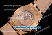 Audemars Piguet Royal Oak 41 Clone AP Calibre 3120 Automatic Yellow Gold Case with Blue Dial Stick Markers and Black Leather Strap (BP)