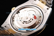 Rolex Datejust II Oyster Perpetual Automatic Movement Silver/Flower Dial with RG/Diamond Bezel-Two Tone Strap