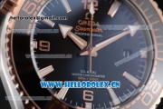 Omega Seamaster Planet Ocean 600M Clone Omega 8900 Automatic Steel Case with Black Dial and Stick/Arabic Numeral Markers Black Leather Strap (EF)
