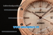 Audemars Piguet Royal Oak Clone Calibre AP 3120 Automatic Full Rose Gold with White Dial and Stick Markers (EF)