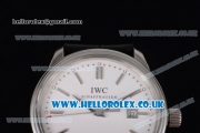 IWC Ingenieur Clone IWC 52010 Automatic Steel Case with White Dial Stick Markers and Black Leather Strap