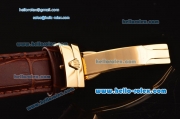 Rolex Cellini Danaos Swiss Quartz Yellow Gold Case with Brown Leather Strap Gold Dial Stick Markers