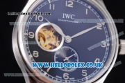 IWC Portugueser Tourbillon Hand-Wound Asia 2813 Automatic Steel Case with Black Dial Black Leather Strap and Arabic Numeral Markers