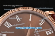 Patek Philippe Calatrava Miyota Quartz Rose Gold Case with Roman Numeral Markers and Brown Dial