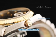 Rolex Day Date Rolex 3156 Automatic Movement Gold Bezel with Black Dial and Diamond Markers - Two Tone Strap