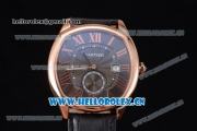 Cartier Drive de Cartier Asia ST16 Automatic Rose Gold Case with Black Dial Roman Numeral Markers and Black Leather Strap