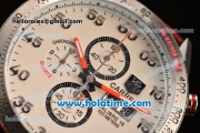 Tag Heuer Carrera Calibre 16 100 Meters Chronograph Quartz Steel Case with White Grid Dial and Brown Leather Strap