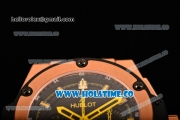 Hublot King Power Chrono Swiss Valjoux 7750 Automatic Rose Gold Case with Black Dial and Yellow Stick Markers