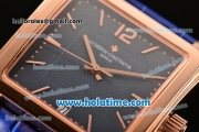 Vacheron Constantin Historiques Toledo Miyota Quartz Rose Gold Case with Stick Markers and Blue Dial