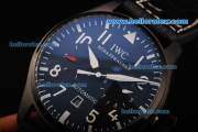 IWC Big Pilot Automatic Movement PVD Case with Black Dial and Black Leather Strap