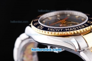 Rolex Yacht-Master II Oyster Perpetual Swiss ETA 2813 Automatic Two Tone ETA Case with Blue Bezel and Grey Dial