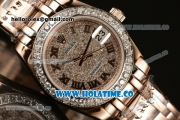 Rolex Datejust Pearlmaster 39MM Asia 2813 Automatic Rose Gold Case/Bracelet with Diamonds Dial and Roman Numeral Markers