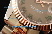 Rolex Datejust Oyster Perpetual Automatic Movement Steel Case with Green Roman Numerals and Two Tone Strap