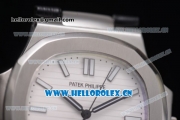 Patek Philippe Nautilus Miyota 9015 Automatic Steel Case with White Dial Stick Markers and Black Leather Strap