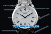 Longines Master Swiss ETA 2824 Automatic Steel Case with White Dial and Steel Bracelet (AAAF)