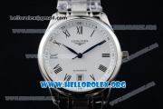 Longines Master Swiss ETA 2824 Automatic Steel Case with White Dial and Steel Bracelet (AAAF)