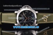 Panerai Radiomir 1940 Calendar Asia ST17 Automatic Steel Case Black Dial Stick/Arabic Number Markers and Green Leather Strap