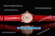 Rolex Cellini Time Asia 2813 Automatic Rose Gold Case with Beige Dial Red Leather Strap and Stick Markers