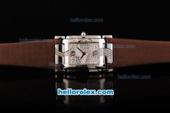 Patek Philippe Twenty-4 Swiss Quartz Movement Steel Case with White MOP Dial and Brown Leather Strap