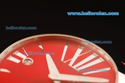 Ulysse Nardin Dual Time Automatic Movement Steel Case with Red Dial and Red Rubber Strap