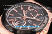 IWC Ingenieur Asia ST Automatic Rose Gold Case with Black Rubber Strap Black Dial and PVD Bezel