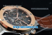 Hublot Classic Fusion Chronograph Swiss Valjoux 7750 Automatic Rose Gold Case with Grey Dial Stick Markers and Brown Genuine Leather Strap