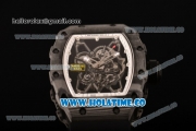 Richard Mille RM35-01 Bubba Watson Tourbillon Manual Winding Carbon Fiber Case with Skeleton Dial and White Dot Markers - White Inner Bezel