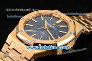 Audemars Piguet Royal Oak Swiss ETA 2824 Automatic Full Yellow Gold with Gold Sitck Markers and Blue Dial - 1:1 Original