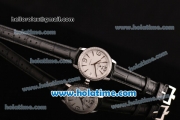Vacheron Constantin Patrimony Swiss ETA 2824 Automatic Steel Case with Black Leather Strap White Dial and Diamond Bezel