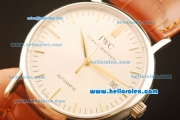 IWC Portugieser Asia 2892 Automatic Steel Case with Silver Dial and Brown Leather Strap