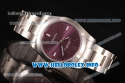 Rolex Oyster Perpetual Air King Swiss ETA 2824 Automatic Full Steel with Red Grape Dial and Silver Stick Markers