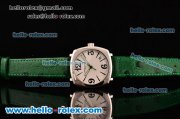 Vacheron Constantin Historiques Swiss Quartz Steel Case with Green Leather Strap Stick/Numeral Markers and White Dial