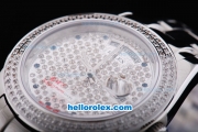 Rolex Day-Date Oyster Perpetual Automatic Full Diamond Bezel and Dial,Blue Round Bead Marking and Big Calendar