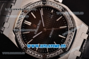 Audemars Piguet Royal Oak 41MM Miyota 9015 Automatic Steel Case with Diamonds Bezel Black Dial and Stick Markers (EF)