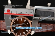 Patek Philippe Calatrava Miyota Quartz Rose Gold Case with Roman Numeral Markers and Brown Dial