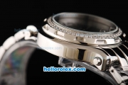 Chopard Happy Sport Miyota Quartz Movement Silver Stick Markers with Diamond Bezel and Black Dial-Lady Size