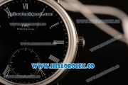 IWC Portofino Vintage Moonphase Asia 6497 Manual Winding Steel Case with Black Dial and Black Leather Strap - (AAAF)