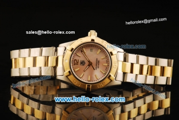 Tag Heuer Aquaracer Swiss ETA Quartz Movement Gold Bezel with Pink MOP Dial and Stick Markers