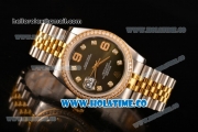 Rolex Datejust Asia Automatic Yellow Gold/Steel Case with Diamonds Bezel Army Green Dial and Diamonds Markers (BP)