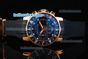Corum Admiral's Cup Swiss Valjoux 7750 Automatic Movement Rose Gold Case with Blue Dial and Black Rubber Strap
