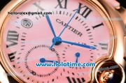 Cartier Ballon Bleu De Medium Chrono Miyota Quartz Rose Gold Case with Pink Dial and Roman Numeral Markers