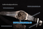 Audemars Piguet Royal Oak 41MM Swiss Tourbillon Manual Winding Steel Case with Diamonds Bezel Black Leather Strap and Grey Dial (FT)