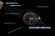 Breitling Chrono-Matic Swiss Valjoux 7750-DD Automatic PVD Case with Black Rubber Strap Black Dial and Stick Markers